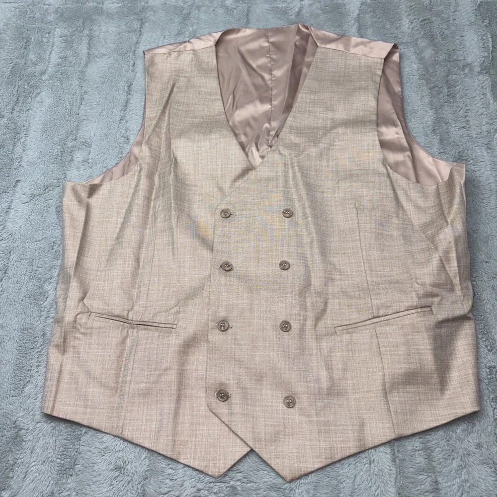 Stacy Adam's Active Stretching Light Camel Suit Jacket And Vest‎ 52L NWT